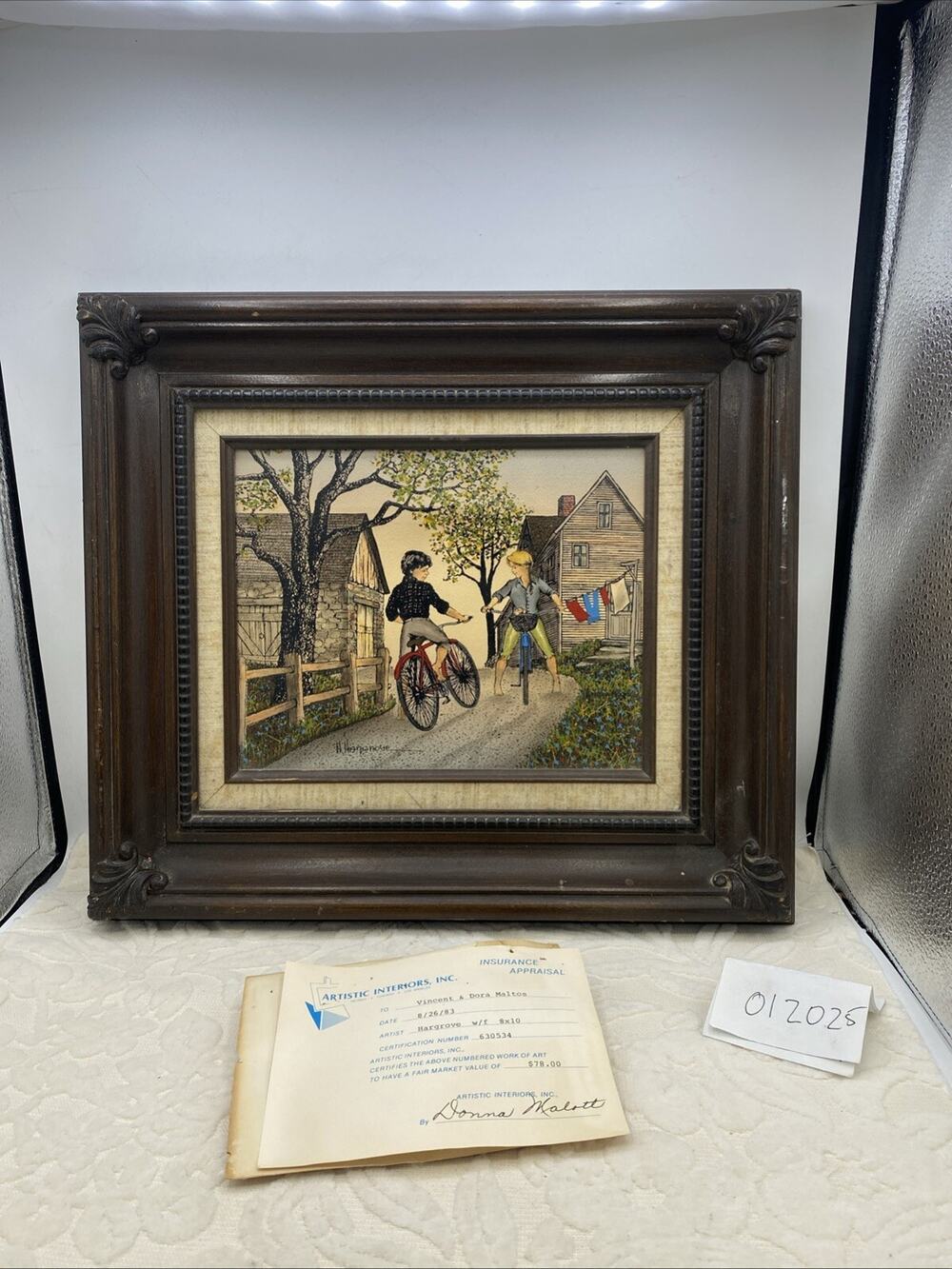 H.HARDGROVE . Vintage Serigraph on Canvas “ Friends “ Framed 1983 16”X 14.5” Fr